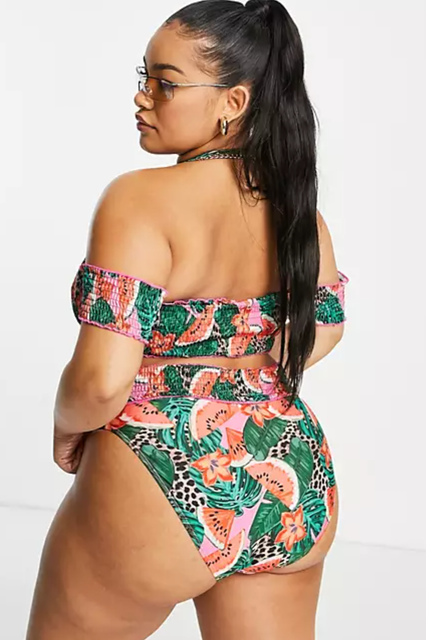 Shirred Bandeau Bikini Set With Removable Sleeves 2