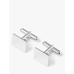 Sterling Silver Plain Rectangle Cufflinks