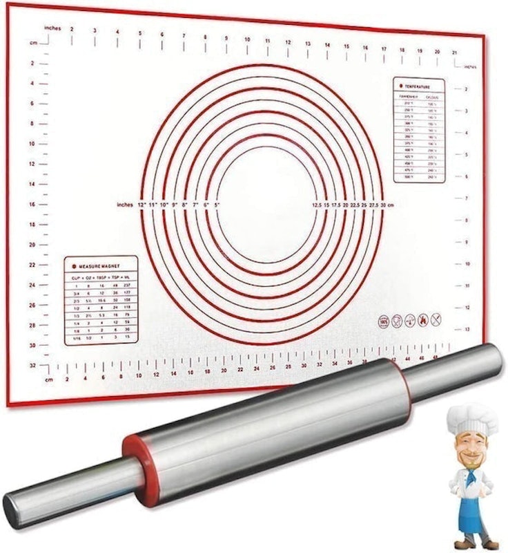 Stainless Steel Rolling Pin With Baking Mat 1