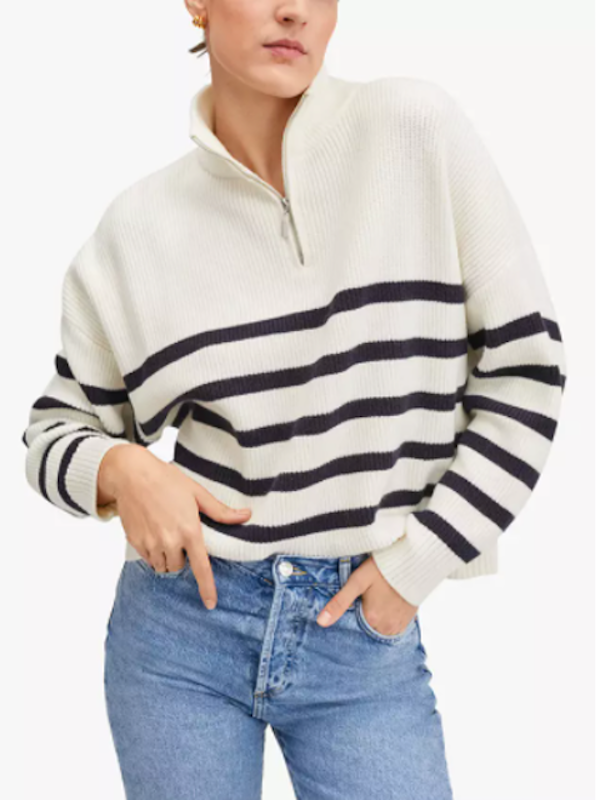 Rizoni Zip Neck Jumper, Navy 1