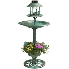 3-in-1 Bird Bath & Feeder With Solar Light and Planter