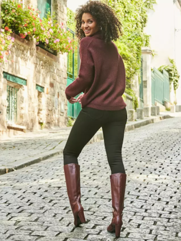 Soft Knit Roll Neck Jumper, Wine 3