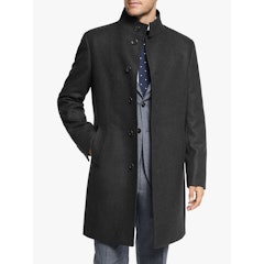 Italian Twill Funnel Neck Tailored Overcoat