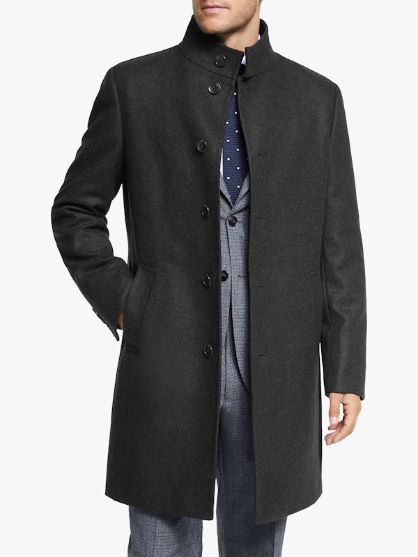 Italian Twill Funnel Neck Tailored Overcoat 1