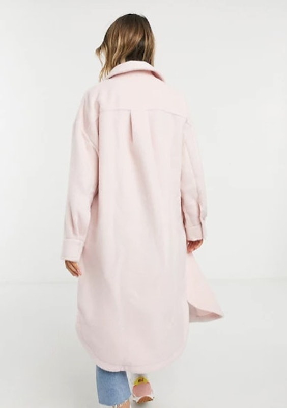 Brushed Longline Shacket in Pink 3