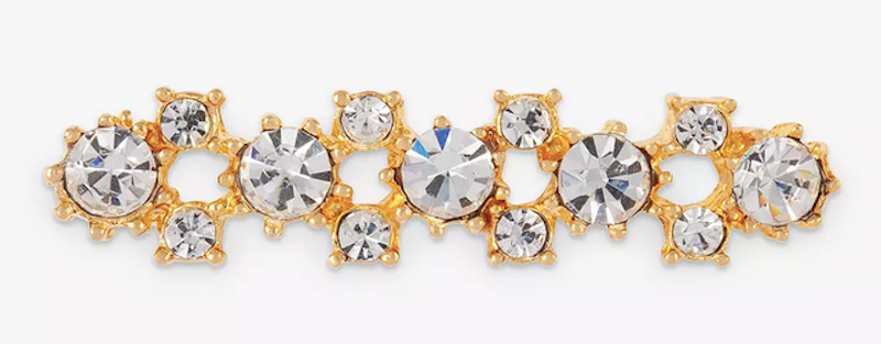 Vintage Gold Plated Swarovski Crystal Bar Brooch 1