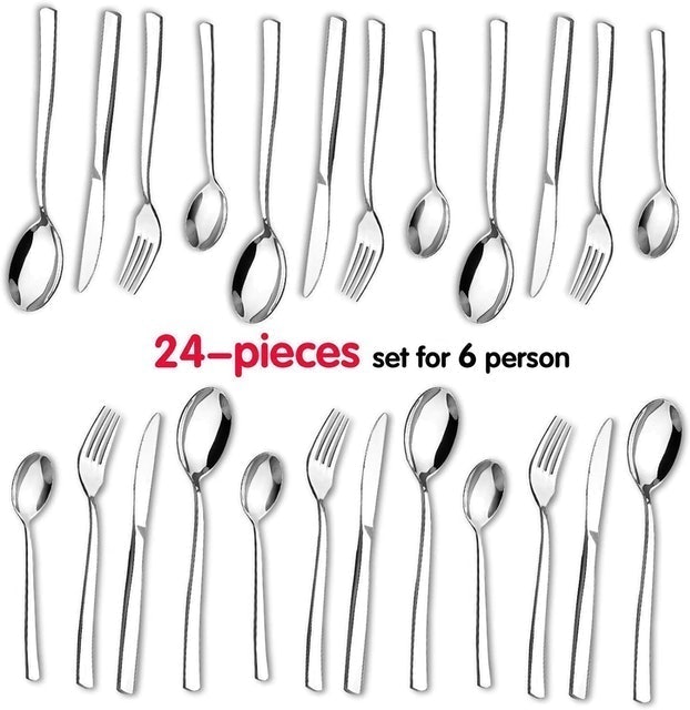 Cutlery Flatware Set, 24-Piece Stainless Steel Silverware Set 2