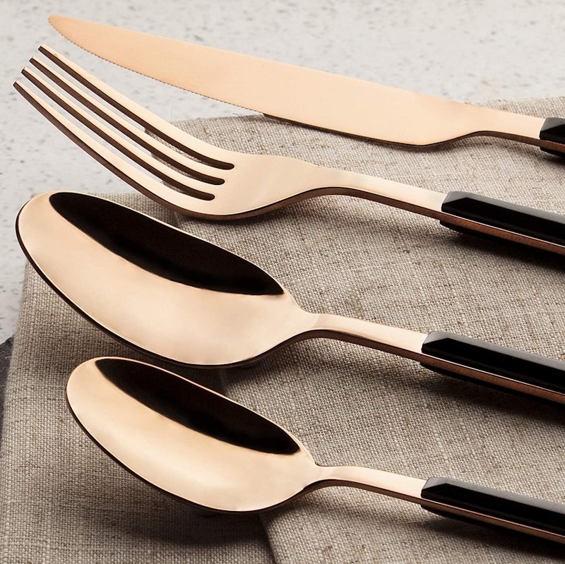 Rose Gold and Black Steel 16-Piece Cutlery Set 2