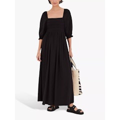 Puff Sleeve Maxi Dress, Black
