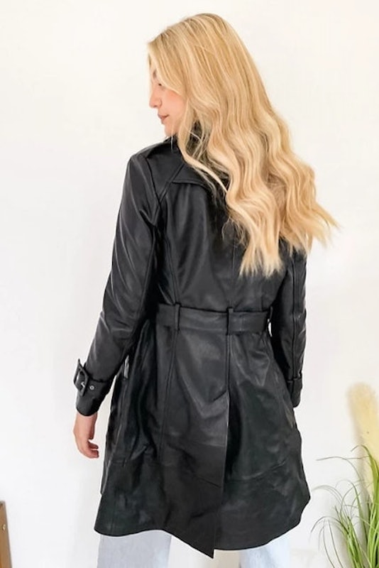 Leather Trench Coat in Black 3