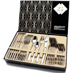 Cutlery Flatware Set, 24-Piece Stainless Steel Silverware Set