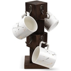 Rustic Solid Wood Mug Tree