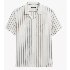 Camp Collar Striped Linen Shirt