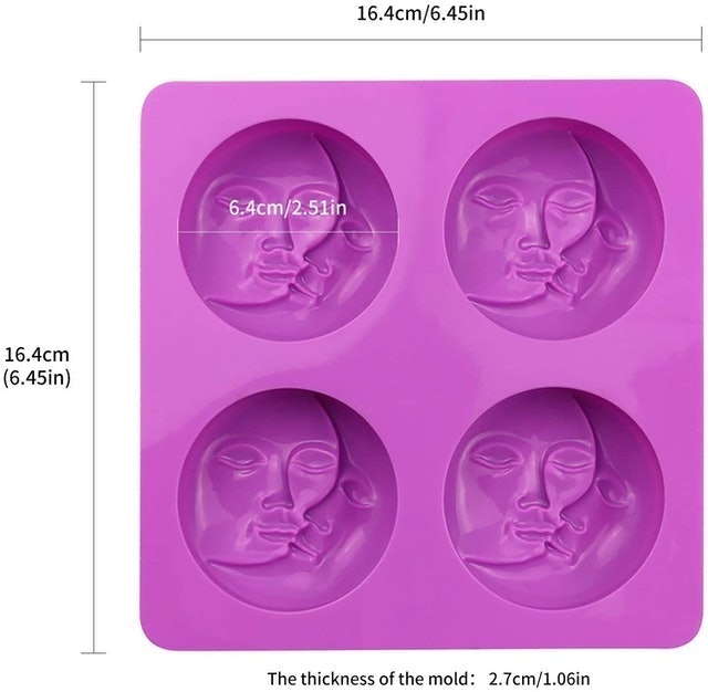 Sun and Moon Face Shape Silicone Soap Mold 2