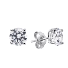 Sterling Silver Round Cubic Zirconia Stud Earrings