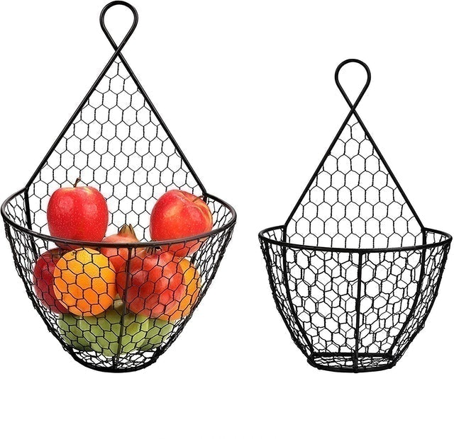 Set of Two Black Metal Fruit Baskets 1