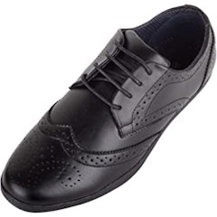 Boys Lace Up Smart Formal Faux Leather Brogues