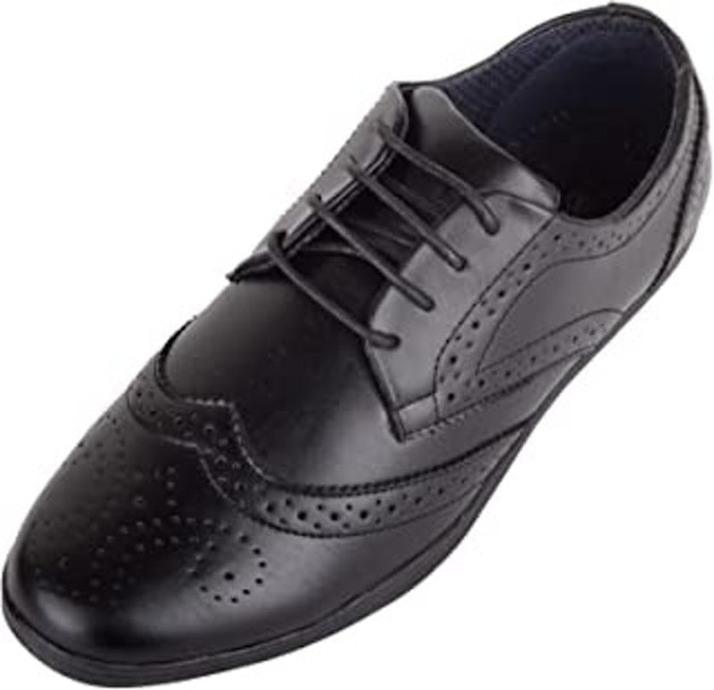 Boys Lace Up Smart Formal Faux Leather Brogues 1