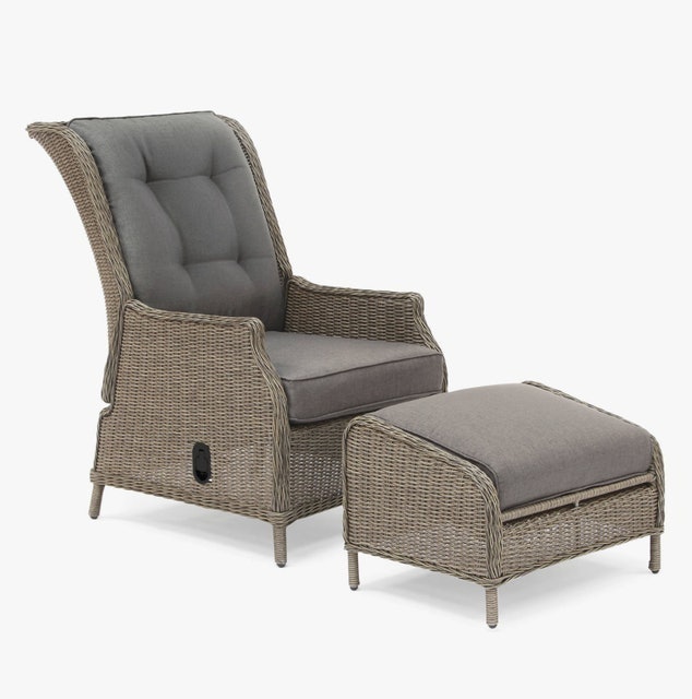 Palma Garden Reclining Sun Lounger with Foot Stool 1
