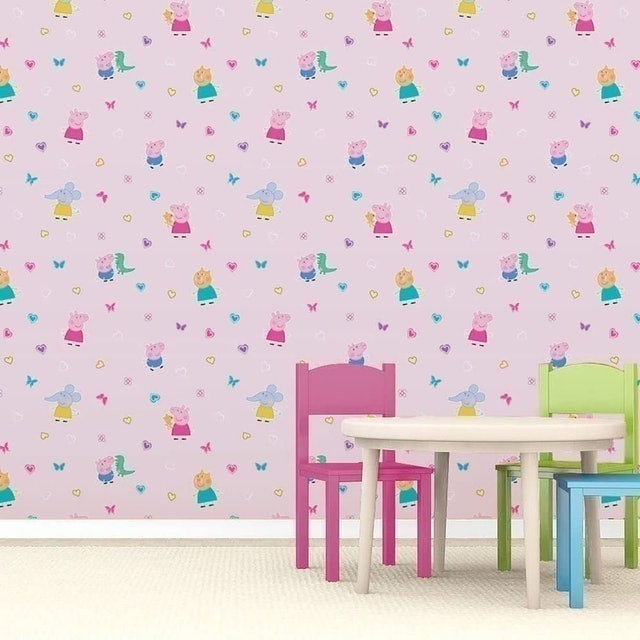 Pink Heart Butterfly Children's Wallpaper 3