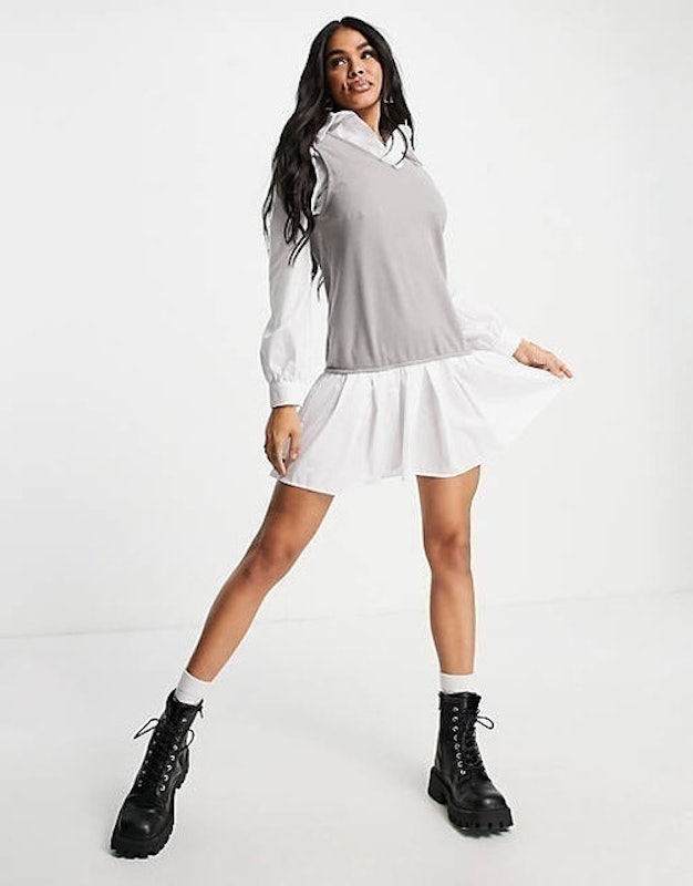 2-in-1 Knitted Vest Shirt Dress 1