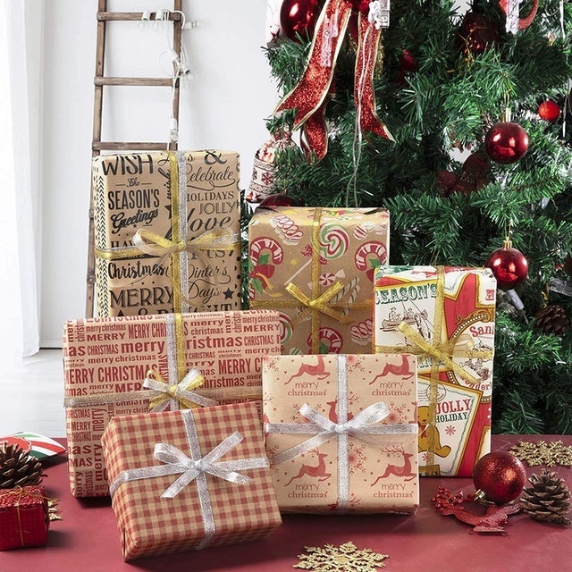 Christmas Wrapping Paper Sheets With Ribbons 3