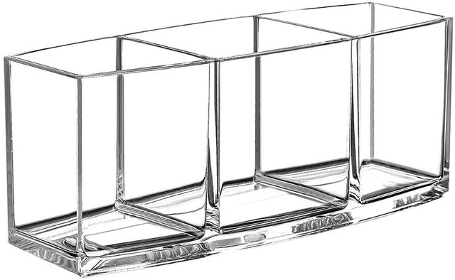 3 Slot Acrylic Makeup Brush Holder 1