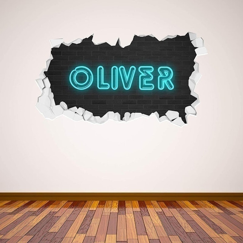 Personalised Neon Name Broken Wall Sticker Art Decal 1