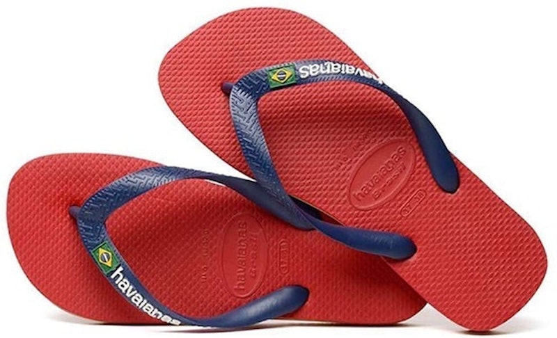 10. Havaianas Brasil Logo Flip Flops, Red 1