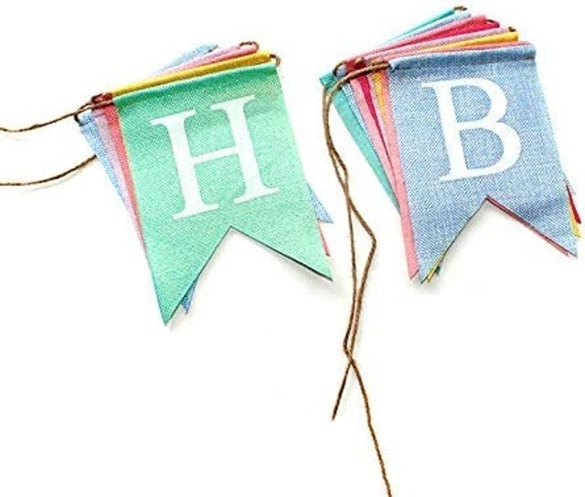 Colorful Happy Birthday Burlap Banner 2