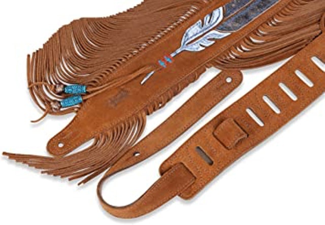 Native American Inspired Suede Guitar Strap 2