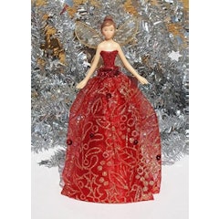 Gisela Graham Red Glitter Fairy Christmas Tree Topper