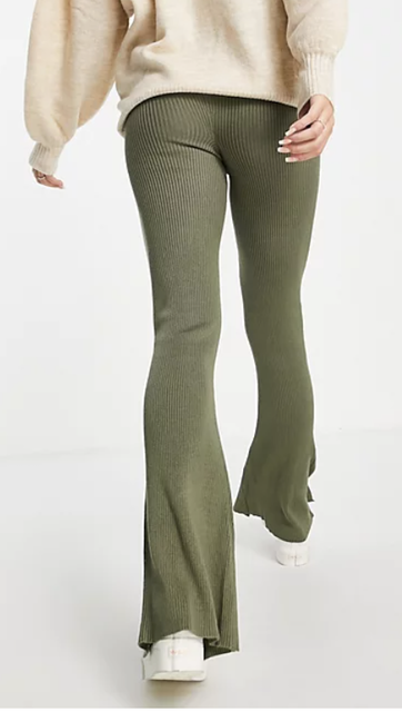 Maternity Split Front Legging Co-ord in Khaki 2