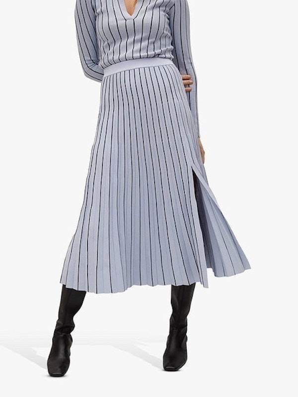 Striped Pleated Midi Skirt 1