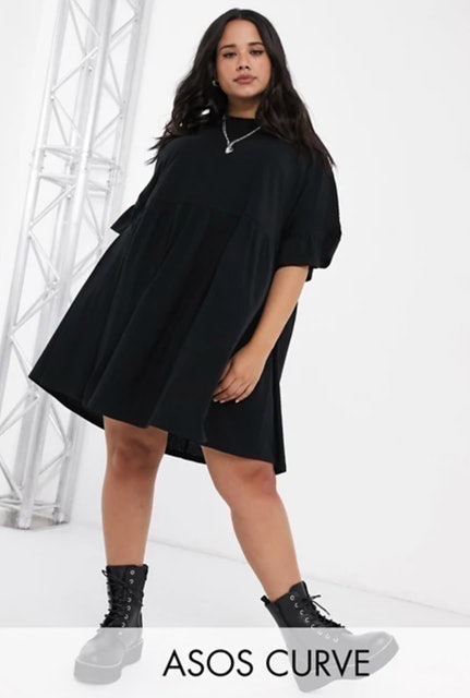 Curve Super Oversized Frill Sleeve Smock Dress 1