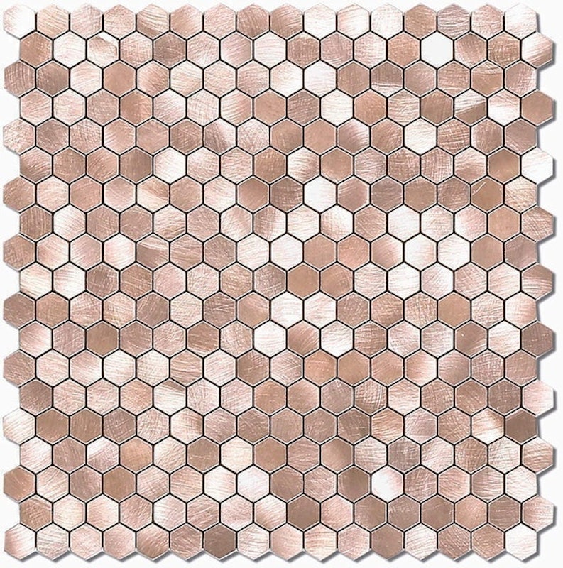 Hexagonal Rose Gold Metal Tile Stickers 1