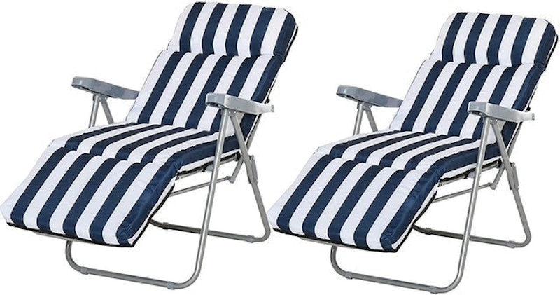 Set of 2 Patio Recliners with Cushions 1