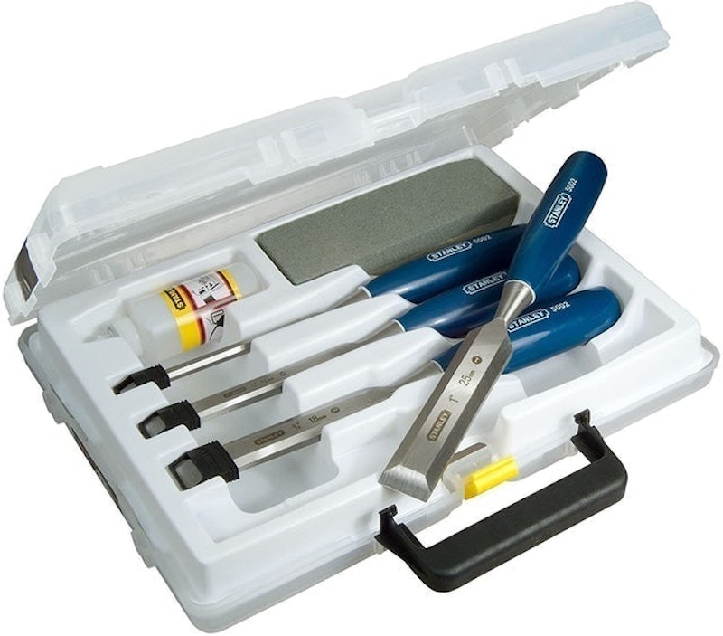 Bevel Edge Chisel Set and Oilstone 1