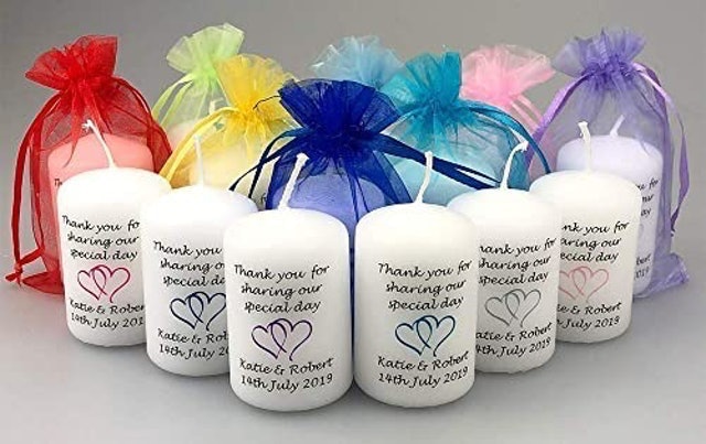 10 x Personalised Wedding Favour Candles 1