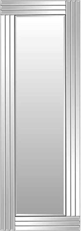 Full Length Silver Glass Framed Bevelled Wall Mirror 1