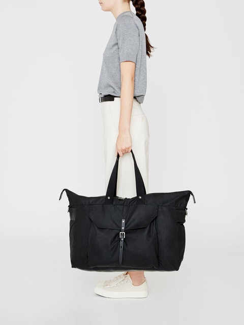 Freddie Waxed Cotton Holdall in Black 2